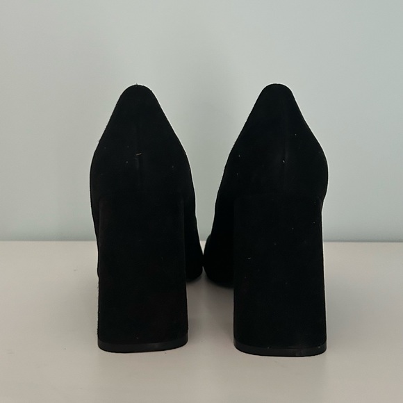 New Zara Black real Suede Block Heel Pumps - Women's - Picture 4 of 5